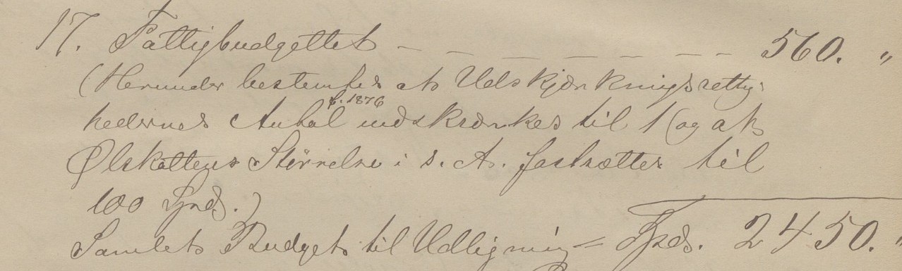 Bilde av kommunebudsjett fra Sandnes 1876