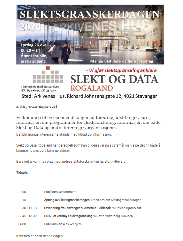 Invitasjon til slektsgranskerdagen 2024